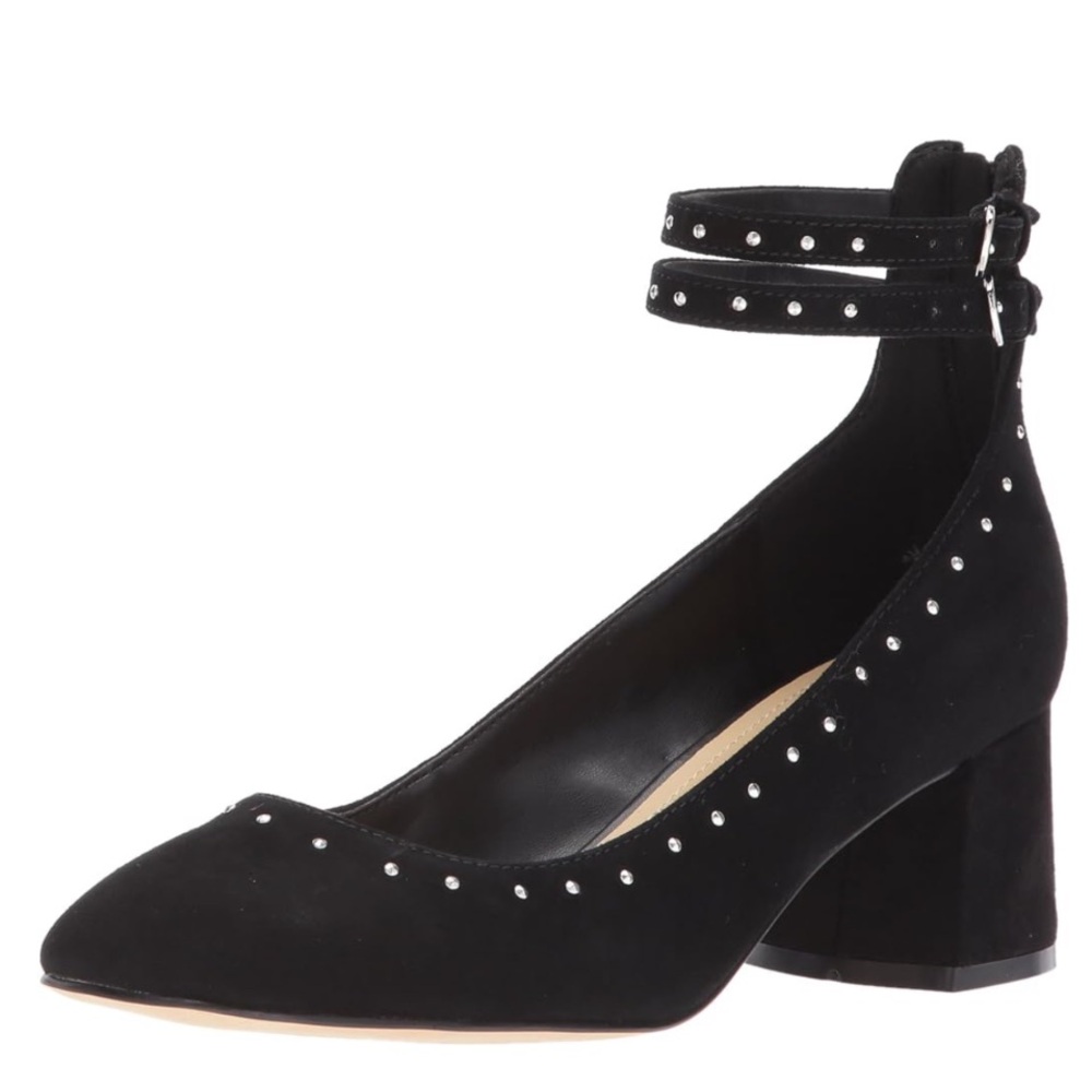NIB Marc Fisher Kappa Black Suede MarryJane Pump Heels 8